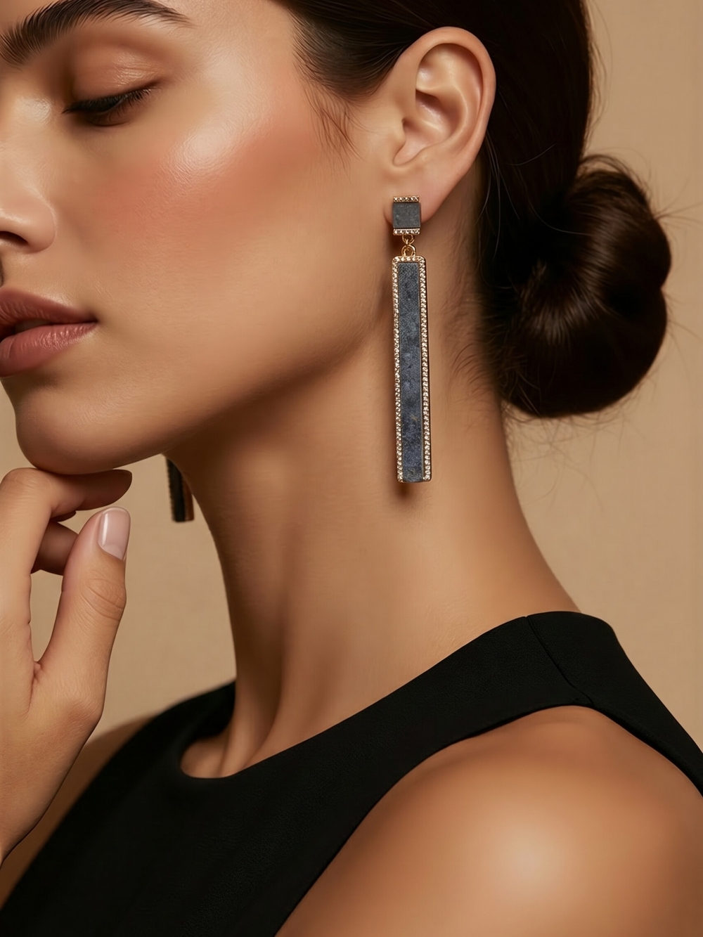 Rachel Zoe black and gold silhouette Dangle Earrings